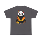 "Lucy Panda" 04 Edition Graphic Tee by FREEBRD — charcoal, large colorful abstract panda graphic on back, back view.