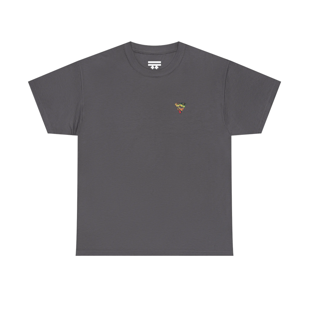 "Lucy Panda" 04 Edition Graphic Tee by FREEBRD — charcoal, small FREEBRD Diamond chest emblem, front view.