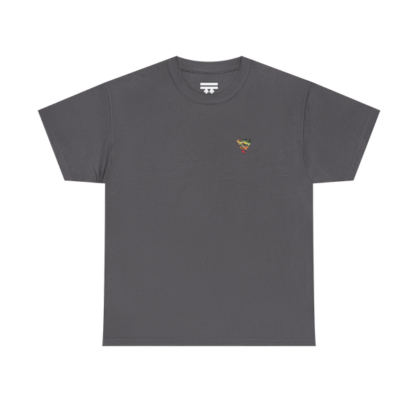 "Lucy Panda" 04 Edition Graphic Tee by FREEBRD — charcoal, small FREEBRD Diamond chest emblem, front view.