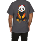"Lucy Panda" 04 Edition Graphic Tee by FREEBRD — lifestyle back, vibrant abstract panda artwork by FREEBRD, relaxed fit on model.
