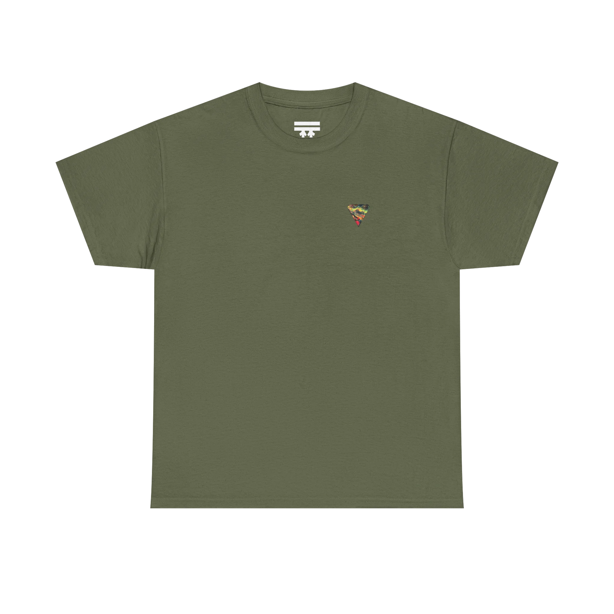 "Lucy Panda" 04 Edition Graphic Tee by FREEBRD — military green, small FREEBRD Diamond chest emblem, front view.