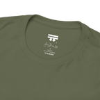 Military Green, Lucy Panda 04 graphic tee inner neck label, FREEBRD signature logo. 