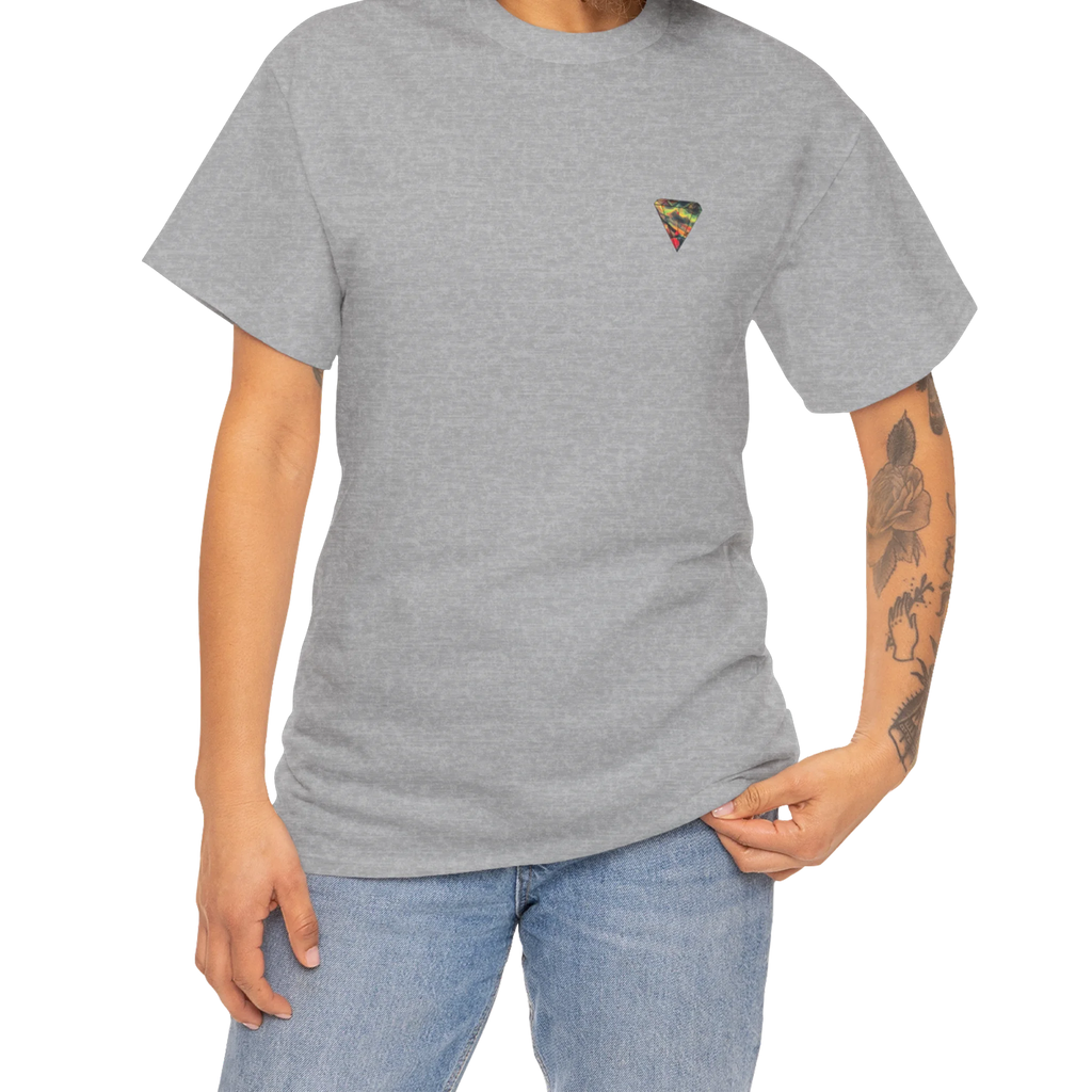 "Lucy Panda" 04 Edition Graphic Tee by FREEBRD — sport grey lifestyle front, FREEBRD triangle chest emblem, relaxed fit on model.