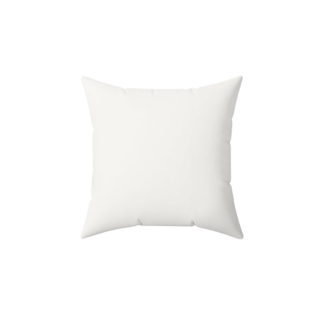 Luxury white faux suede throw pillow, back view.