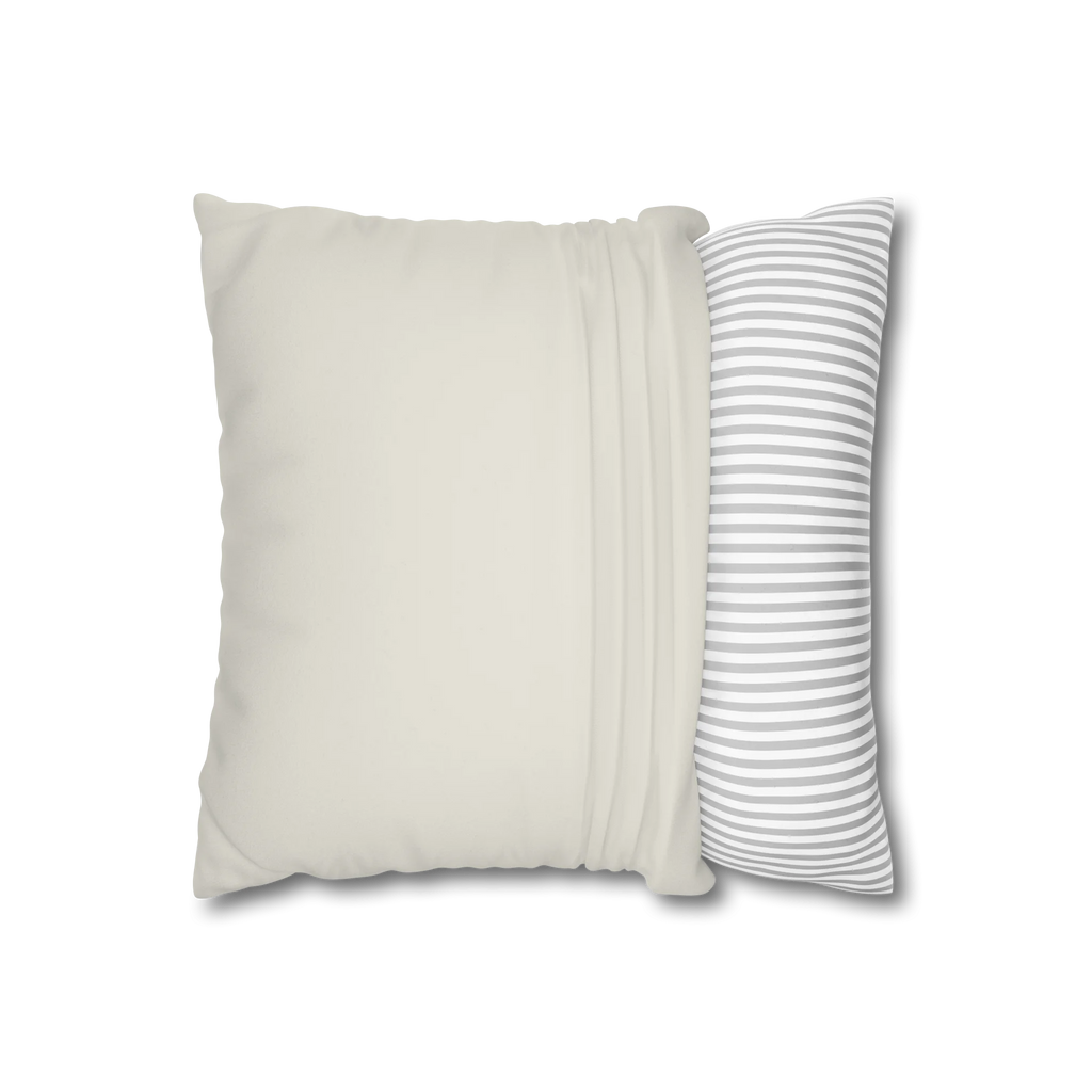 Memphis Off White faux suede pillowcase, open view.