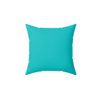 Miami blue faux suede throw pillow, back view.