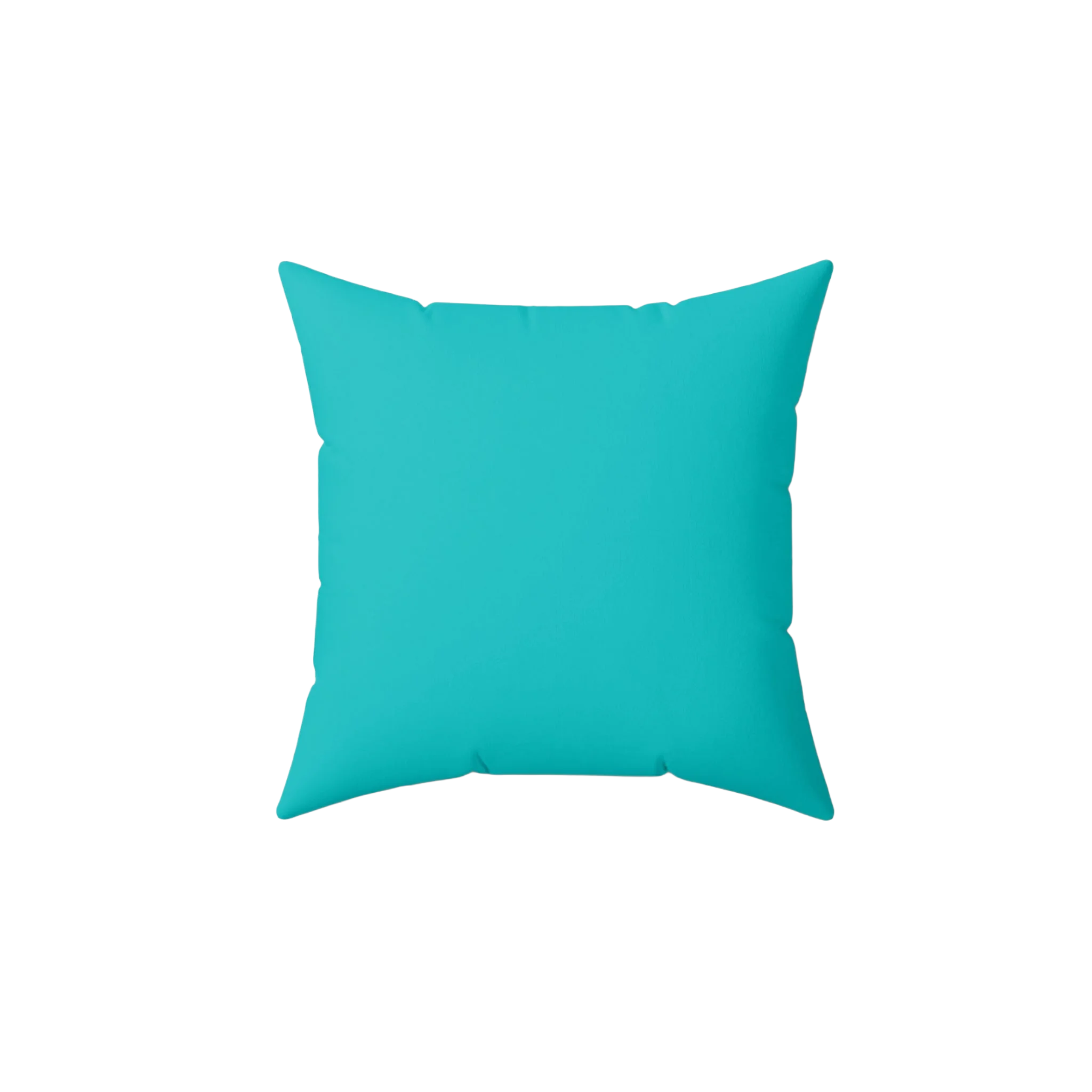 Miami blue faux suede throw pillow, back view.