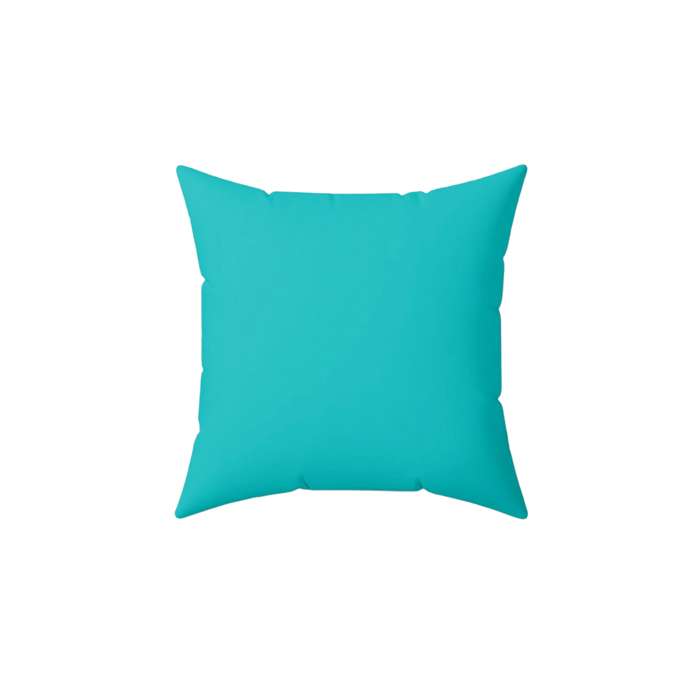 Miami blue faux suede throw pillow, front view.
