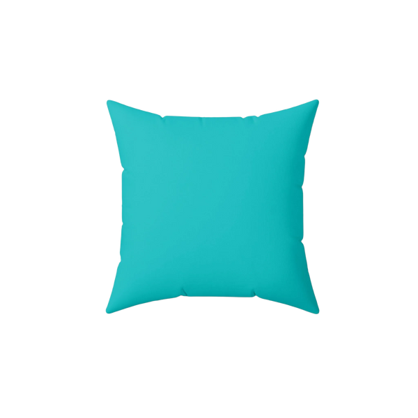 Miami blue faux suede throw pillow, front view.
