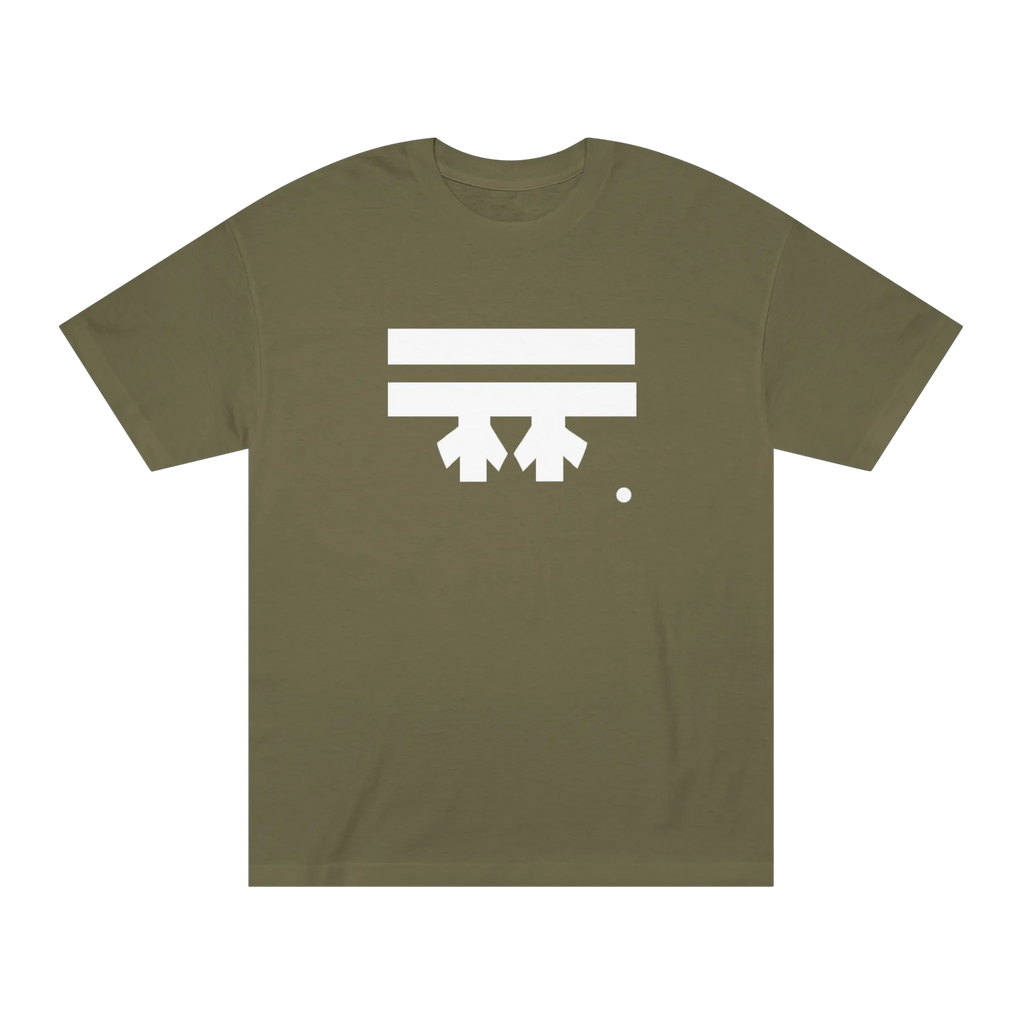 A military green t-shirt with a white Freebrd icon graphic on the front.