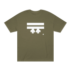 A military green t-shirt with a white Freebrd icon graphic on the front.