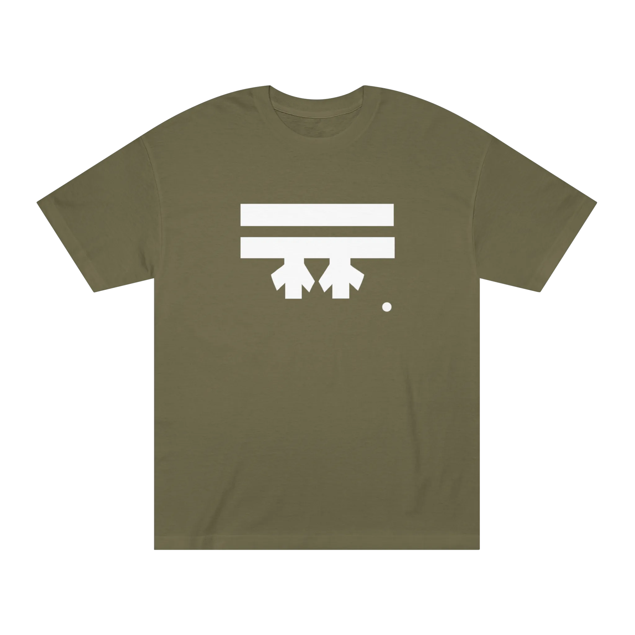 A military green t-shirt with a white Freebrd icon graphic on the front.