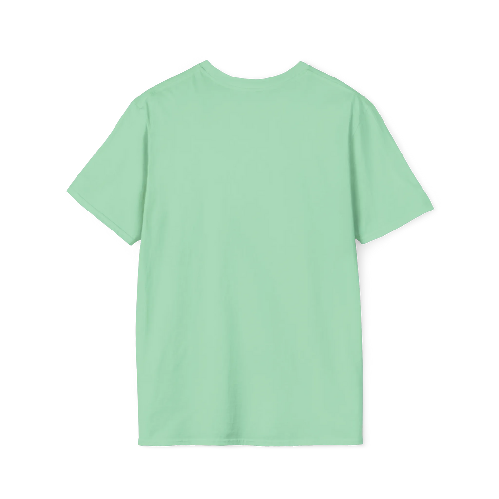 A back view of the mint green perf retro graphic t-shirt.
