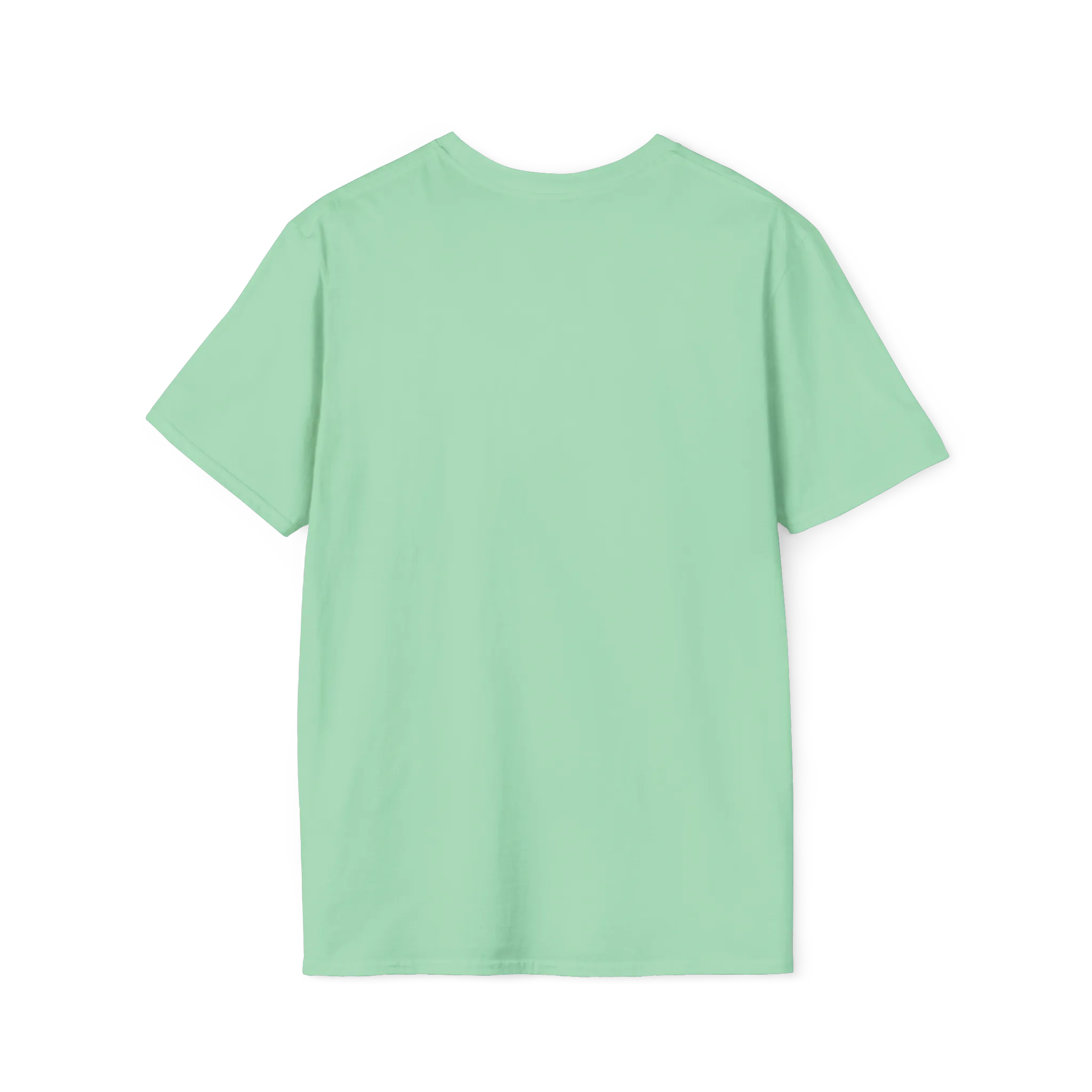 A back view of the mint green perf retro graphic t-shirt.