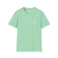 A mint green perf retro graphic t-shirt featuring a bold 'Perf' graphic on the chest, front view
