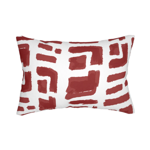 Brick Red Geometric Lumbar Pillow