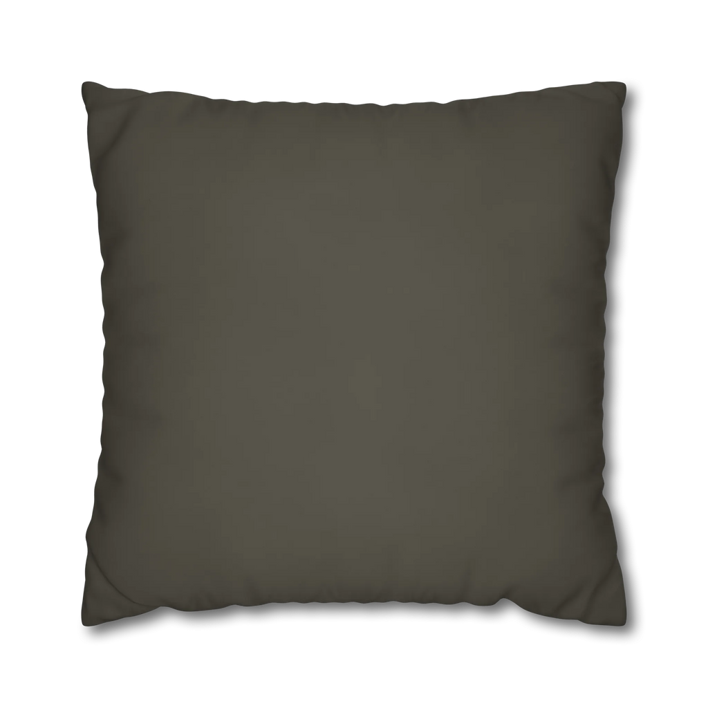 Moss Bronze square canvas pillow cover, back view.