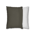 Moss Bronze canvas pillow cover opened with a pillow insert showing.