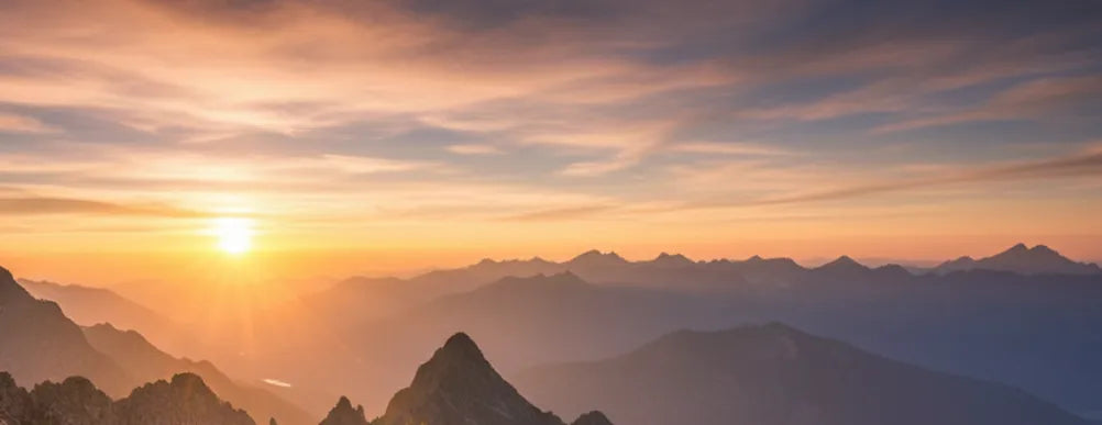 mountain skyline with a beautiful sunset. 