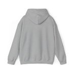 Sport grey pullover hoodie with a plain back, hood and ribbed cuffs and hem, rear view.