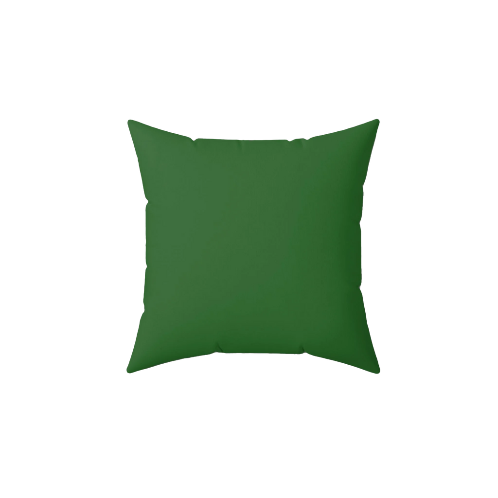 Mughal green faux suede throw pillow, back view.