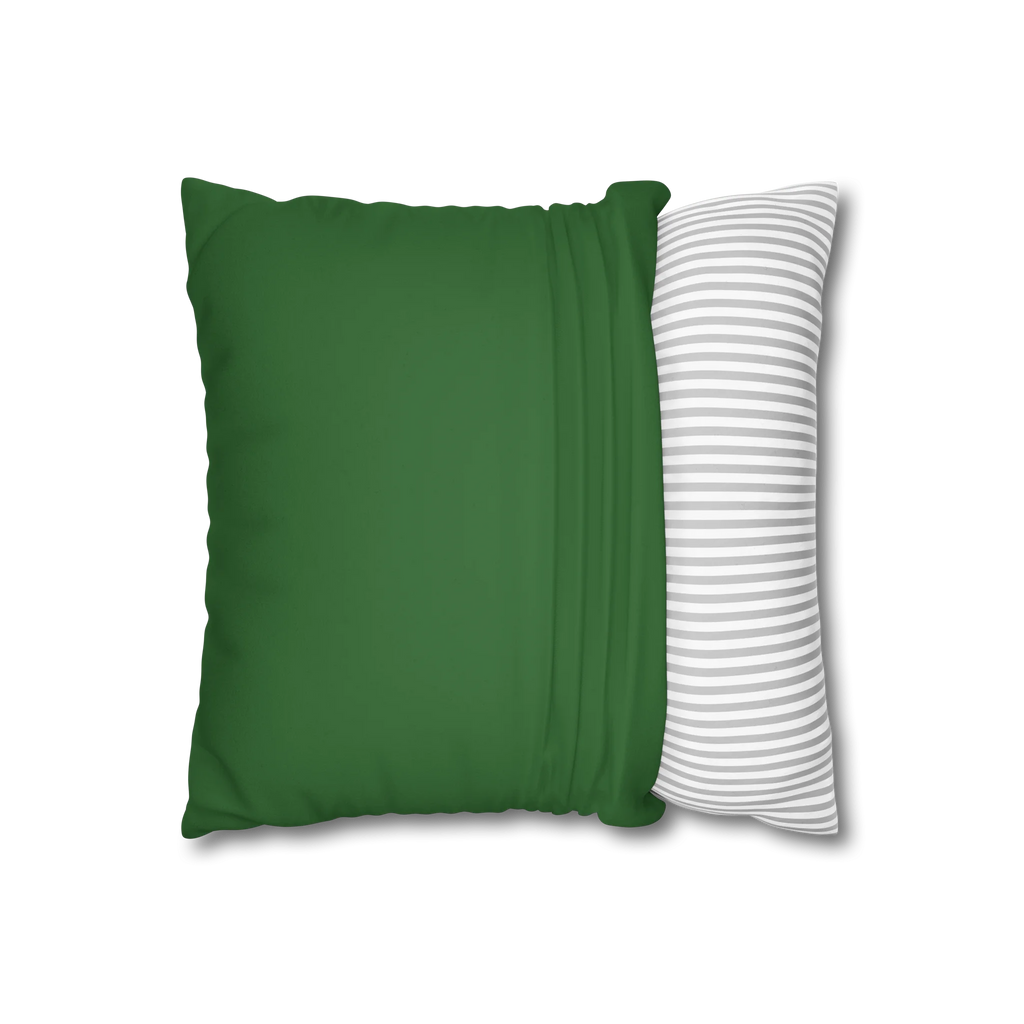 Mughal Green faux suede pillow case, open view.