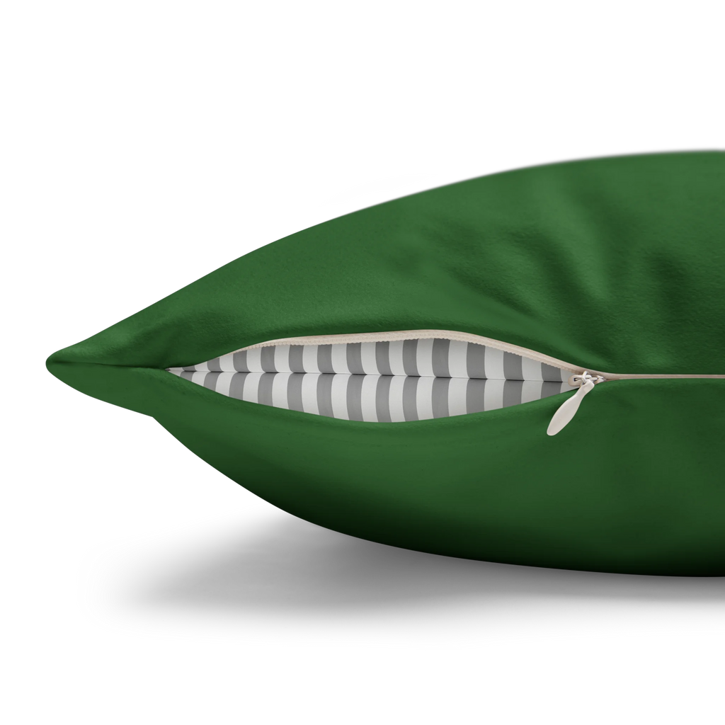 Mughal Green faux suede pillow case, zipper view.