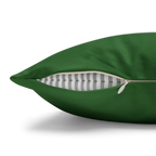 Mughal Green faux suede pillow case, zipper view.