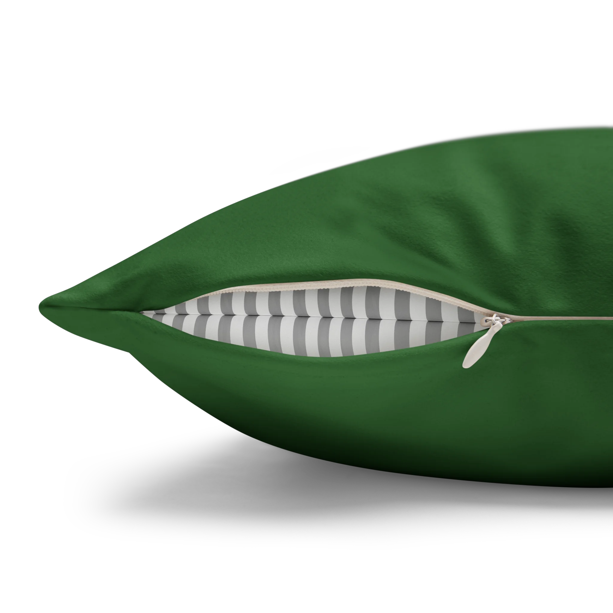 Mughal Green faux suede pillow case, zipper view.