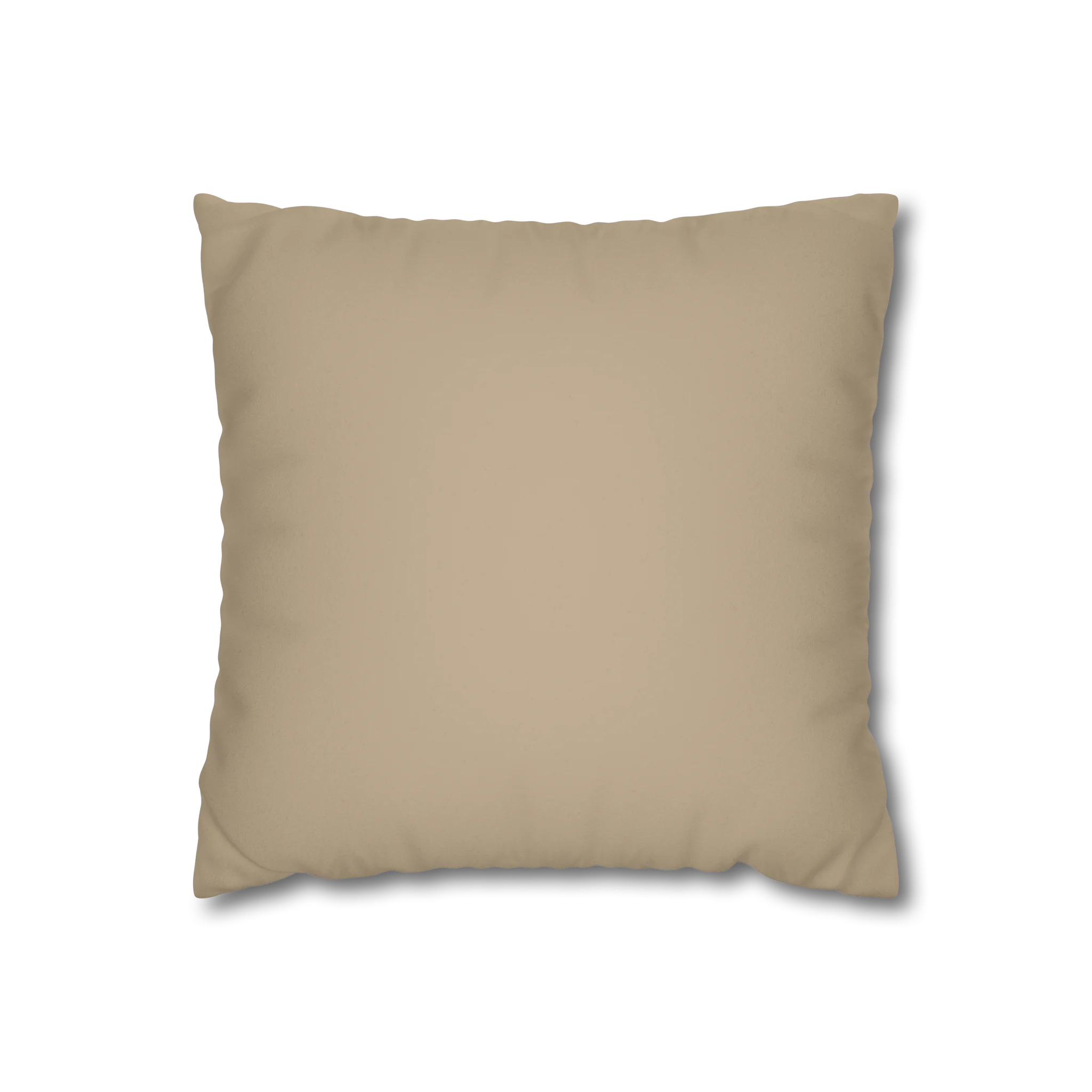 Natural Jute faux suede pillow case, back view.