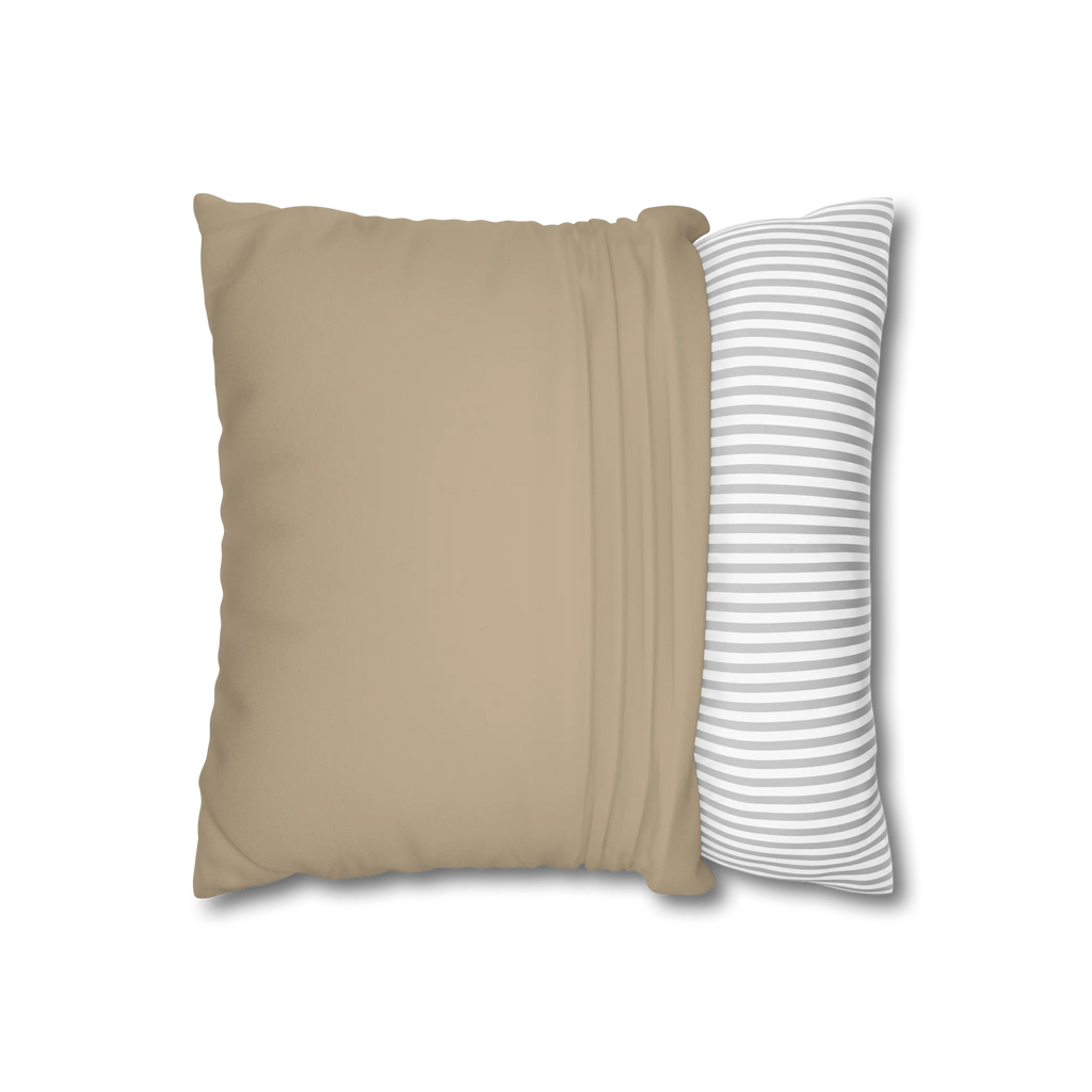 Natural Jute faux suede pillow case, open view.