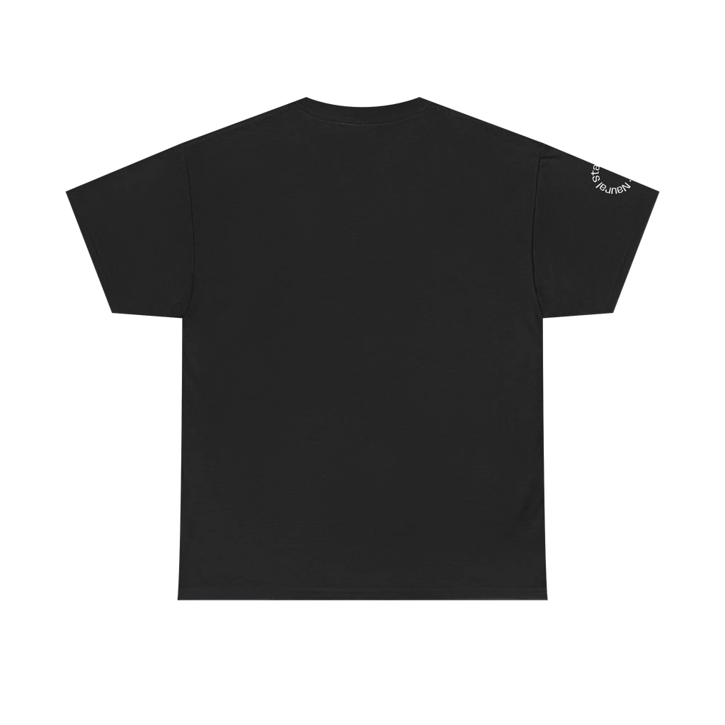 A back preview of a black t-shirt with a 'Natural State of Mind' sleeve text.