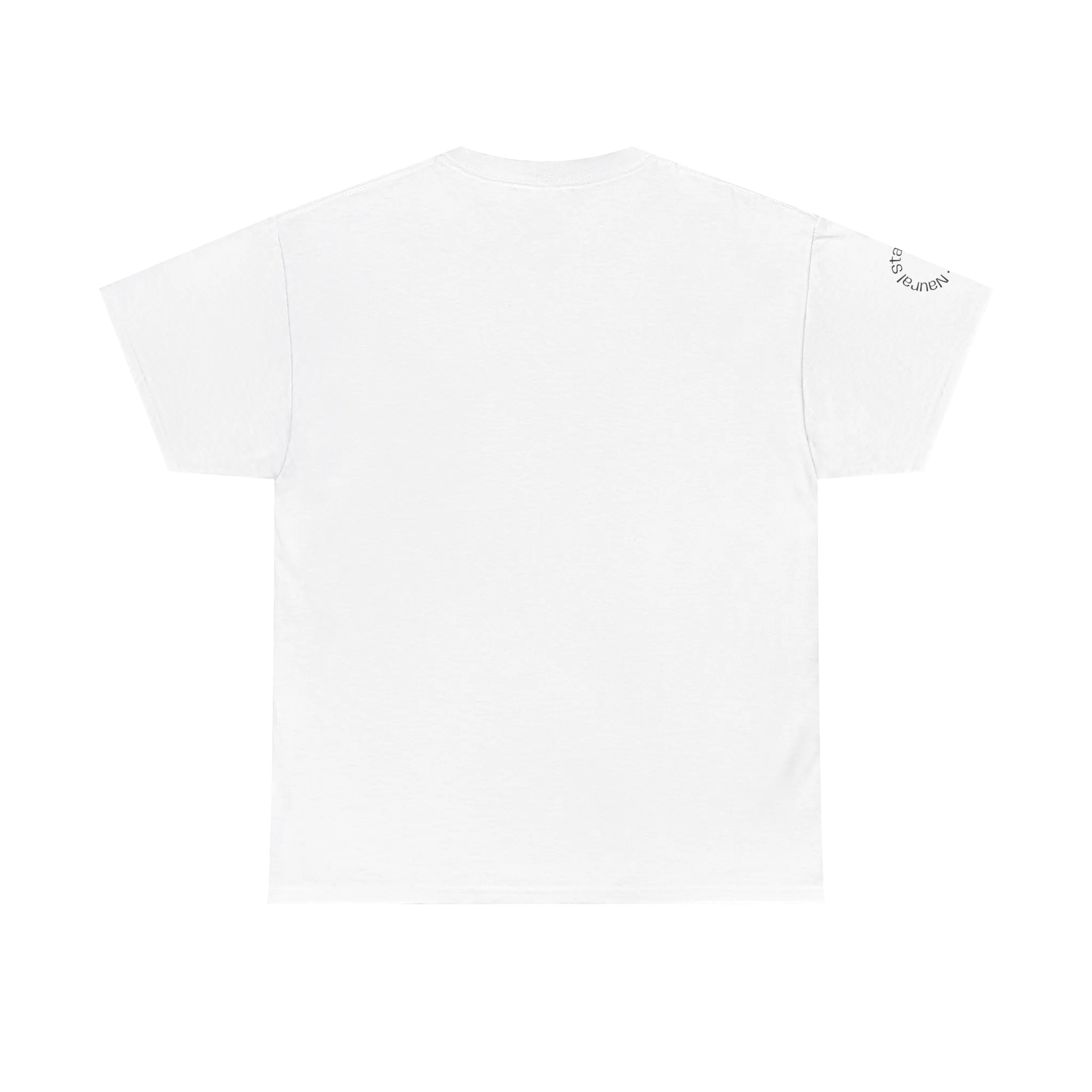A back preview of a white t-shirt with a 'Natural State of Mind' sleeve text.