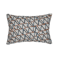 Nautical stripes pattern lumbar pillow, front view.