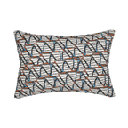 Nautical stripes pattern lumbar pillow, front view.