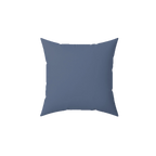 Navy dust faux suede throw pillow, back view.