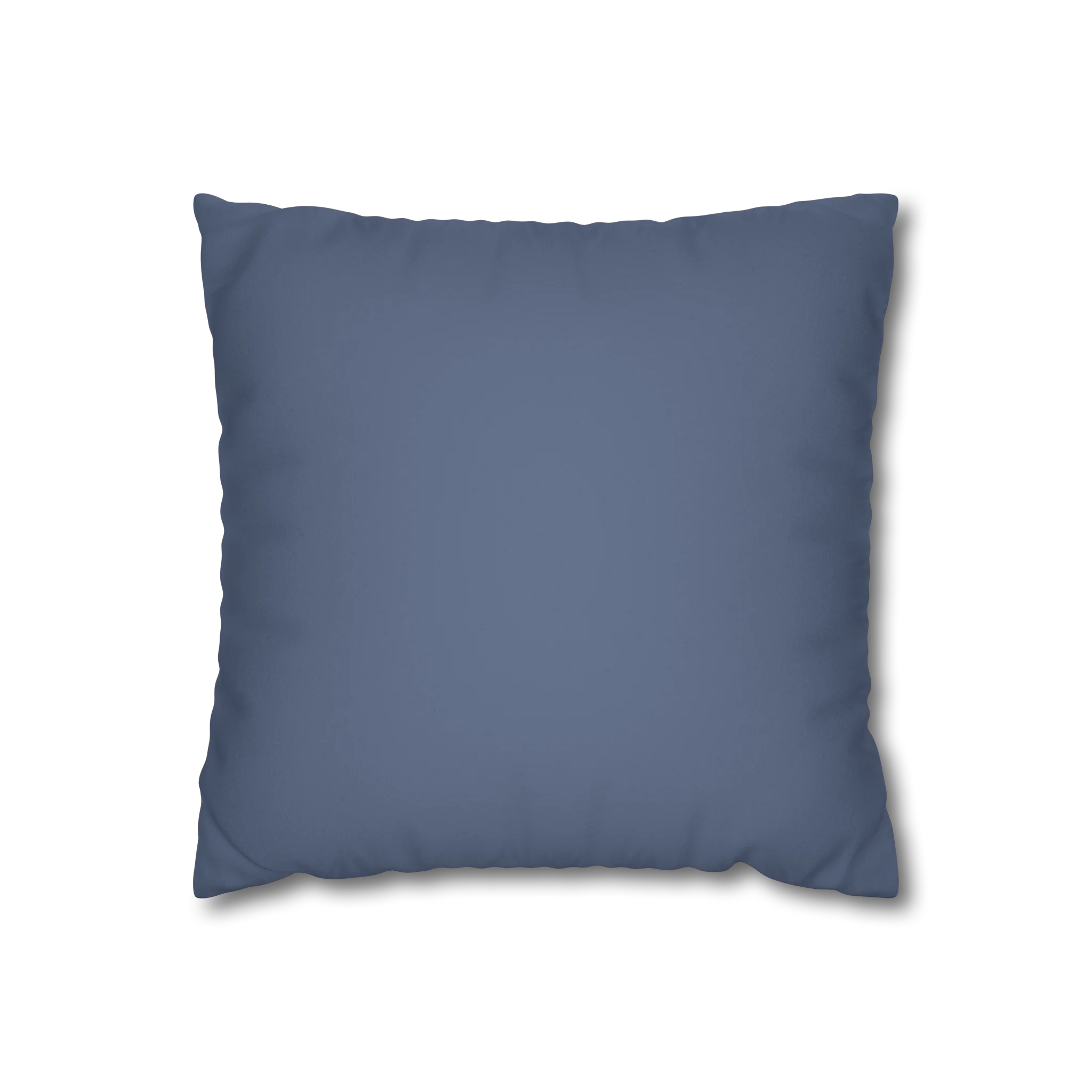 Navy dust faux suede pillow case, back view.