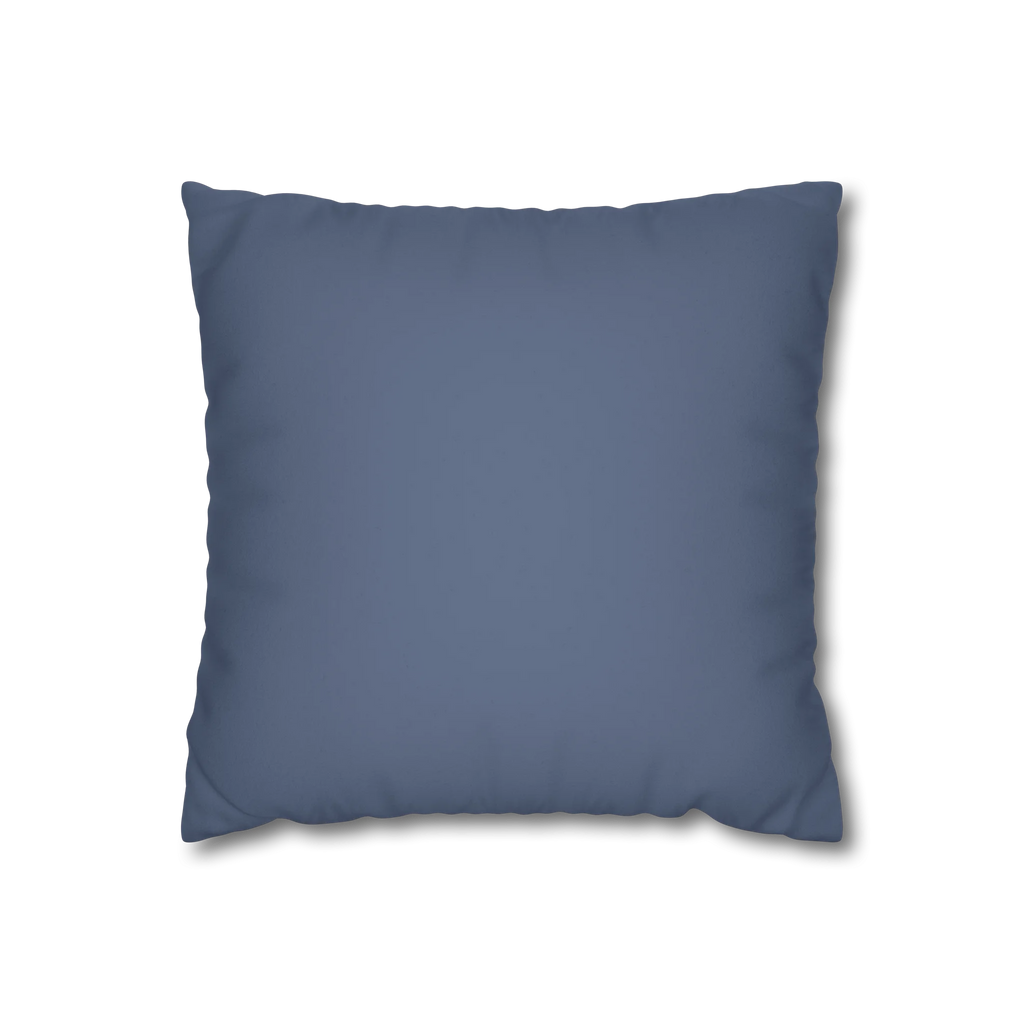 Navy dust faux suede pillow case, front view.