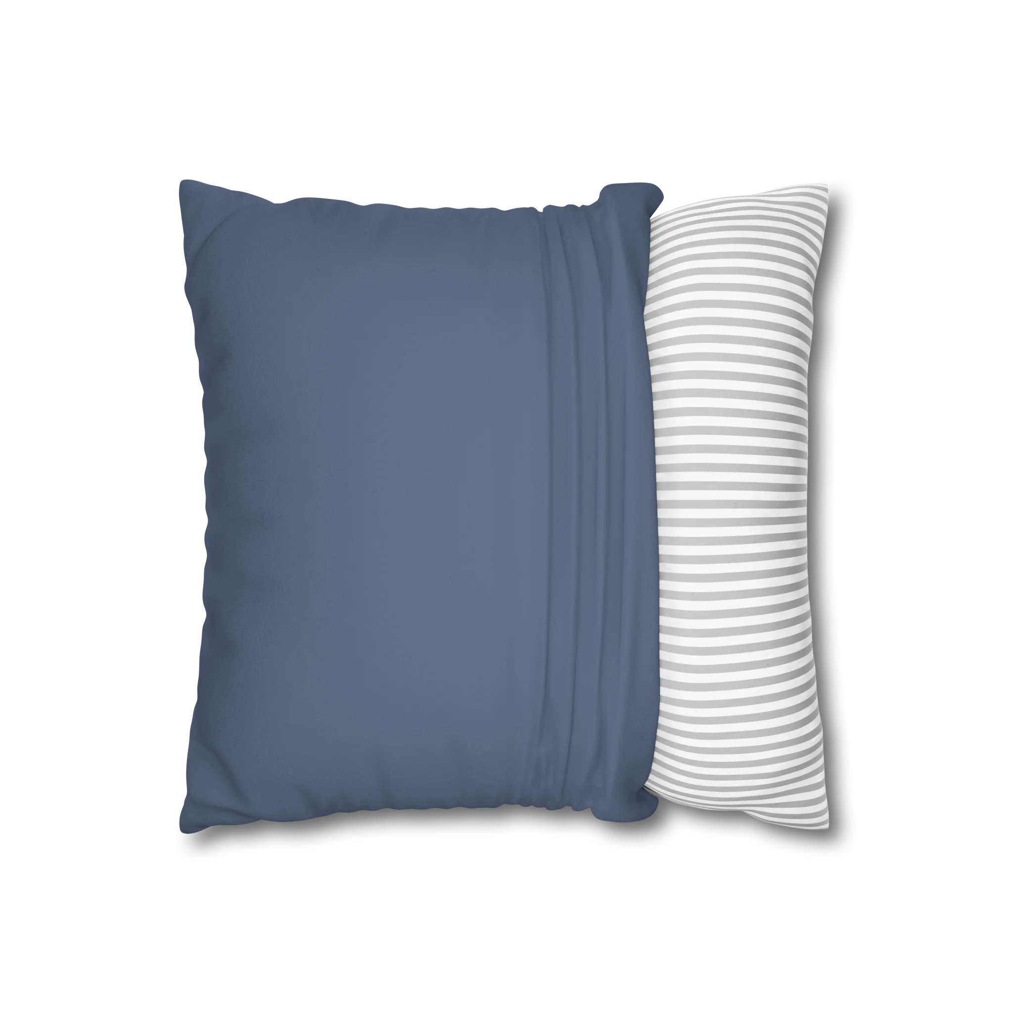 Navy dust faux suede pillow case, open view.