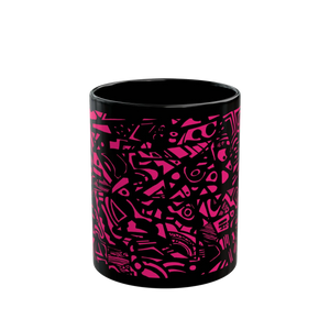 Neon Pink Abstract Black Mug