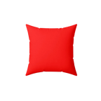 Neon red faux suede throw pillow, front view.