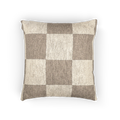 A front view of the Neutral Beige Woven Checkerboard Pillow showing khaki beige checker squares on an oatmeal background. 