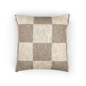Neutral Beige Checkered Woven Pillow