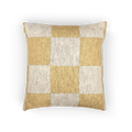 A front view of the Neutral Yellow Checkerboard Woven Pillow showing golden yellow checker squares on an oatmeal background.  