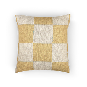 Neutral Yellow Checkered Woven Pillow