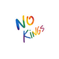No Kings rainbow kiss-cut vinyl sticker, rainbow script graphic, FREEBRD Pride Gear.