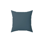 Nostradamus blue faux suede throw pillow, back view.