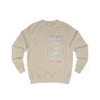 Nude Women's Rights sweatshirt, Womens Rights Are Human Rights graphic handwritten in white text, crew neck, front view.