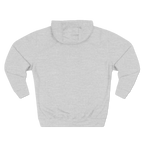 Light gray pullover hoodie with a plain back and hood, rear view.