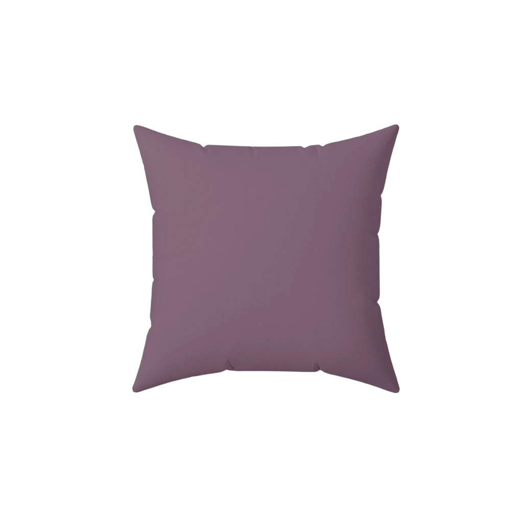 Old lavender faux suede throw pillow, front view.